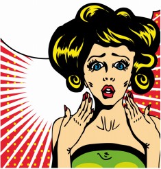 Popart comic 1 Love Vector illustration of surprised woman face