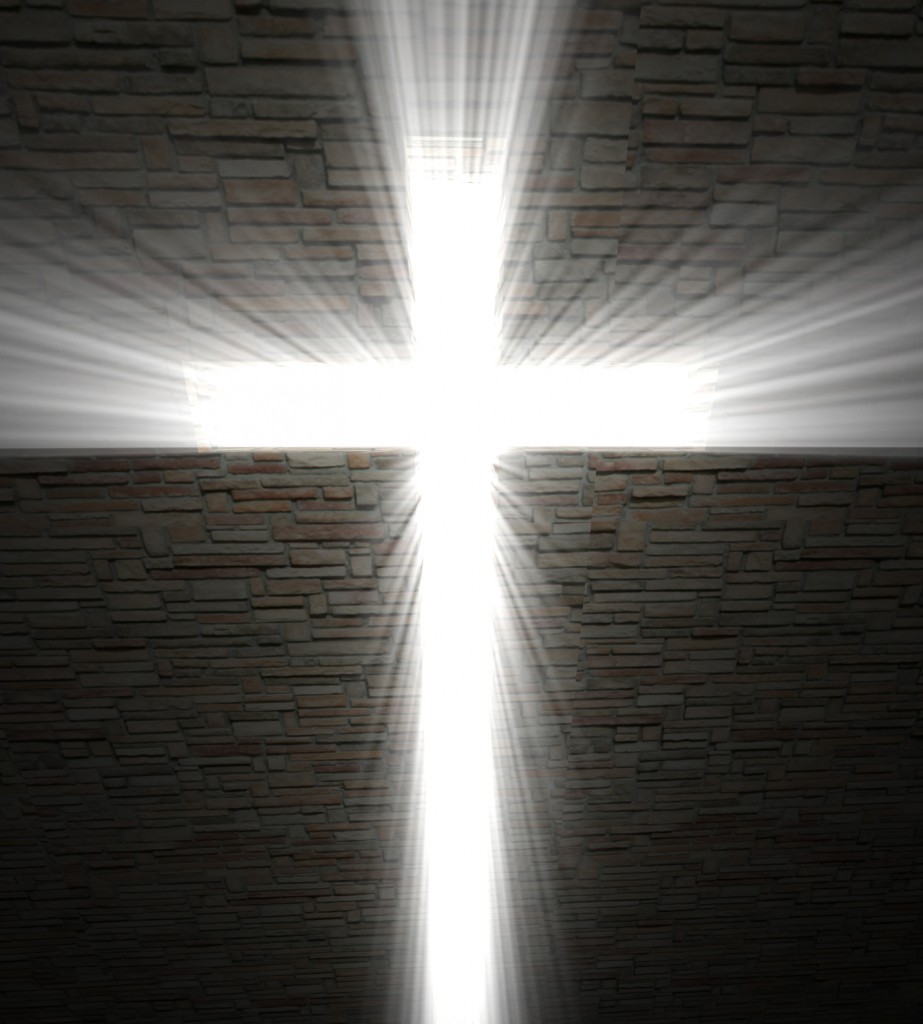 fine image of Christian cross of light background